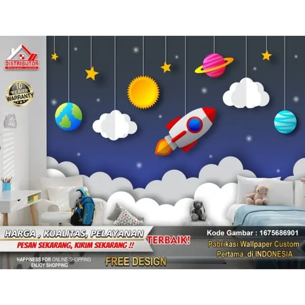 7 Ide Motif Wallpaper Kamar Anak Tema Luar Angkasa